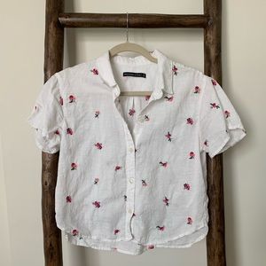 Abercrombie Floral Embroidered Button up
